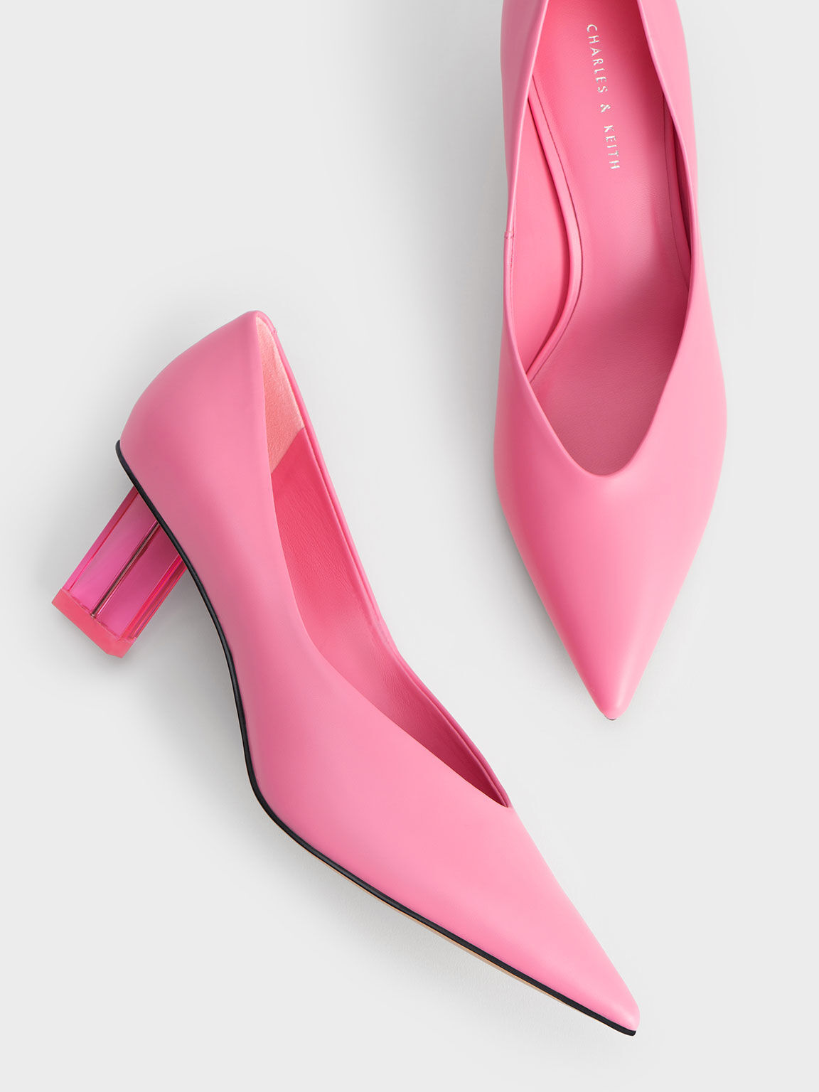 Pink Metallic Blade Heel Pumps CHARLES KEITH TH