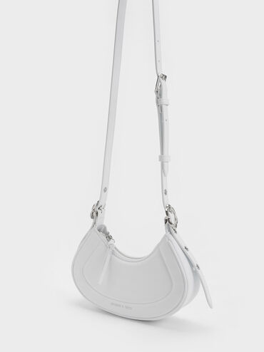 Petra Curved Shoulder Bag, สีขาว, hi-res