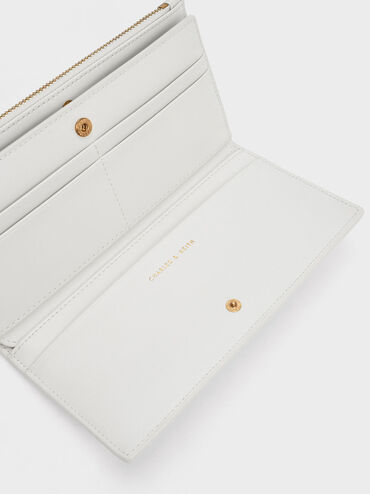 กระเป๋าสตางค์ใบยาวดีไซน์ลายควิลท์รุ่น Danika, สีขาว, hi-res