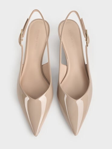 รองเท้าปิดส้นพร้อมสายรัดข้อเท้าหนังแก้วรุ่น Luciana, สีโทป, hi-res