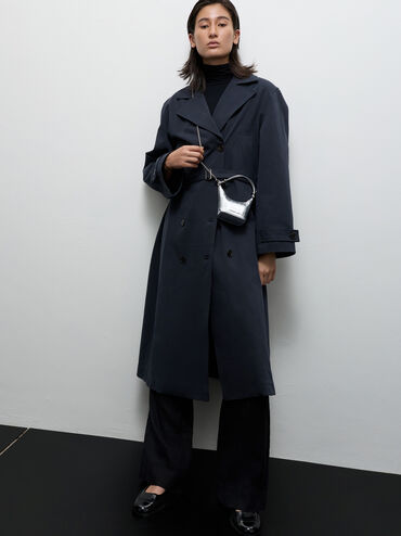 กระเป๋าถือใบจิ๋วเท็กซ์เจอร์ลอนเงารุ่น Augustine, สีเงิน, hi-res