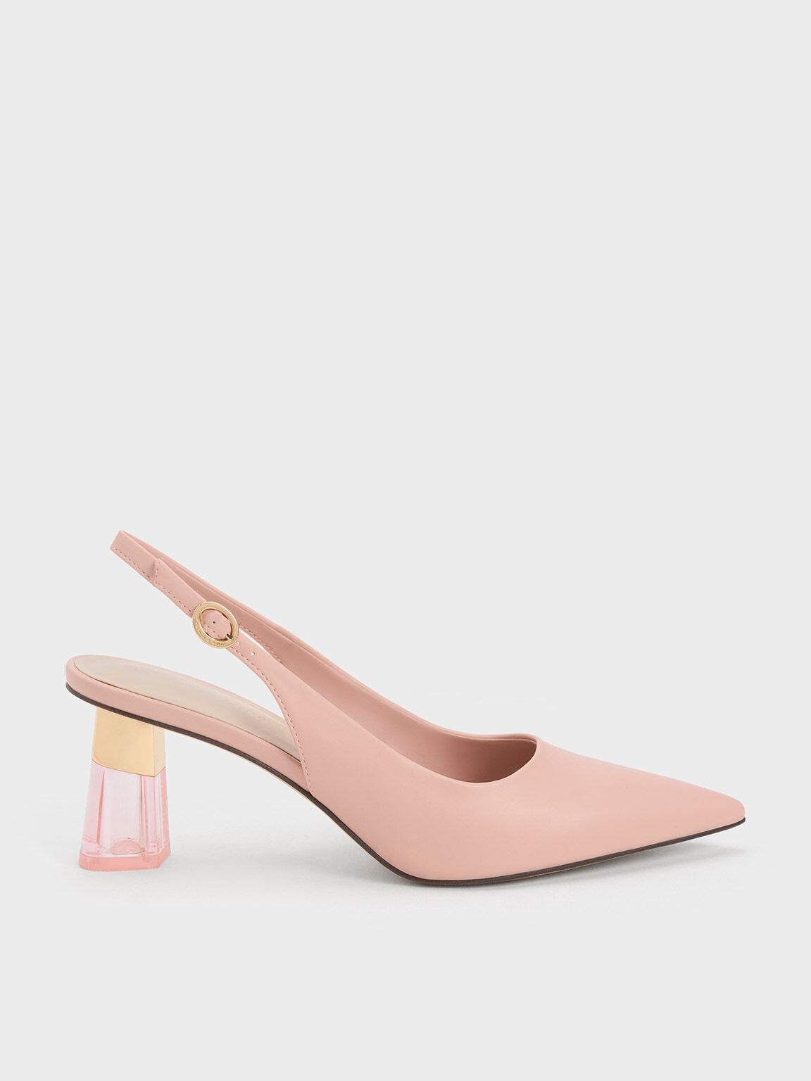 Blush See Through Trapeze Heel Slingback Pumps CHARLES KEITH TH