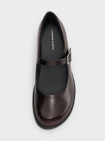 Circle-Charm Buckled Mary Janes, Burgundy, hi-res
