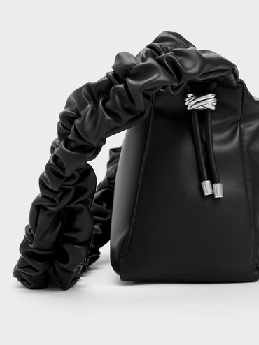 Cosette Ruched Handle Bag, Noir, hi-res