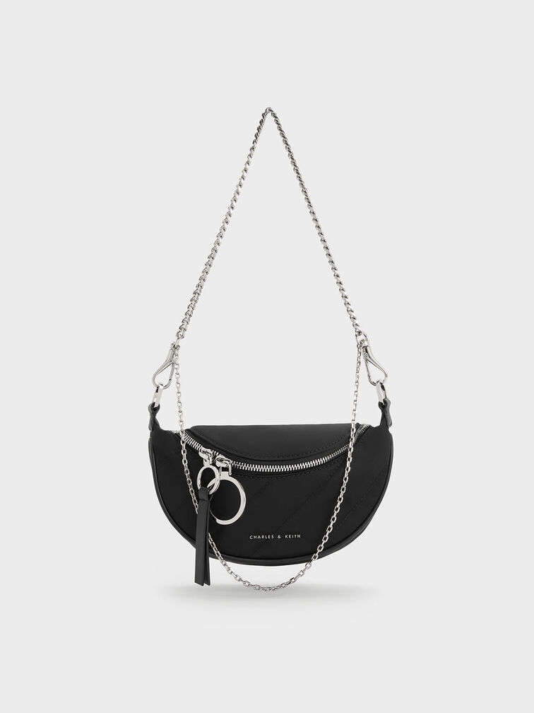Philomena Nylon Half-Moon Crossbody Bag, , hi-res