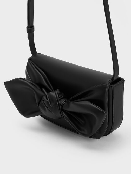 Bow Crossbody Bag, สีดำ, hi-res