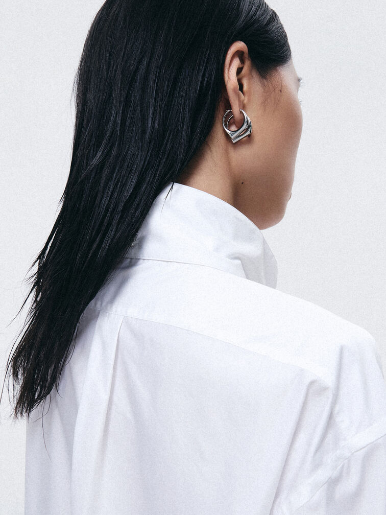 Gabine Sculptural Hoop Earrings, Silver, hi-res