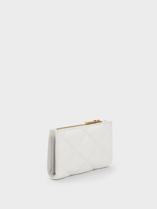 Gemma Quilted Card Holder, White, hi-res