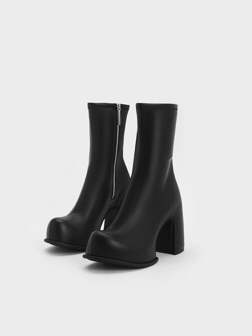 Pixie Platform Ankle Boots, สีดำ, hi-res