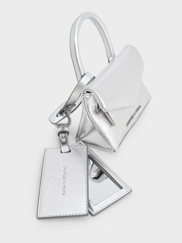 Andromeda Metallic Micro Bag Charm, Silver, hi-res
