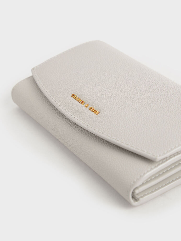 Briony Curved Flap Long Wallet, Light Grey, hi-res