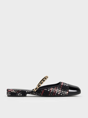 Patent & Tweed Chain-Strap Mules, Multi, hi-res