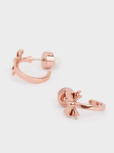 ต่างหูแบบติดตกแต่งโบว์รุ่น Paige, สีโรสโกลด์, hi-res