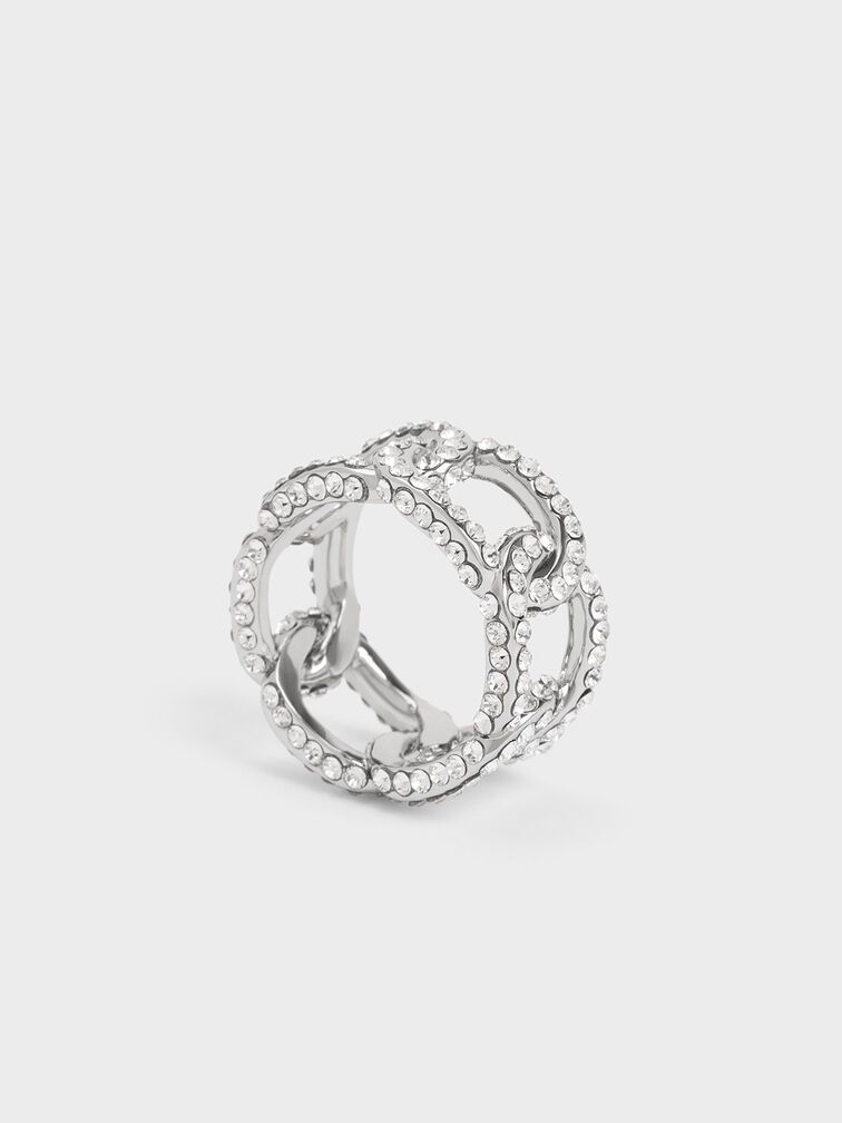 Gabine Swarovski Crystal Chain-Link Ring, สีเงิน, hi-res