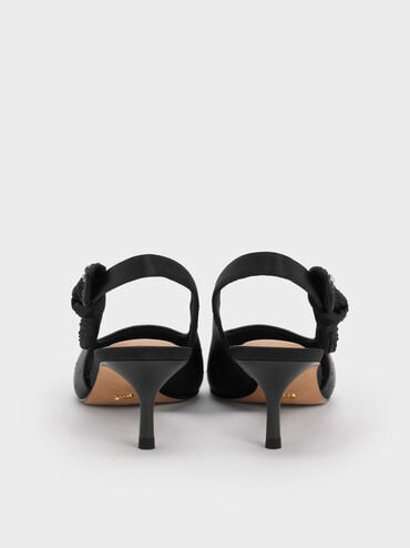 รองเท้าส้นสูงตกแต่งคริสตัลพร้อมสายรัดส้นรุ่น Jayce, สีแบล็คเท็กซ์เจอร์, hi-res