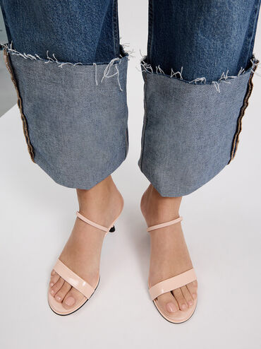 Patent Strap Kitten-Heel Slingback Pumps, Blush, hi-res