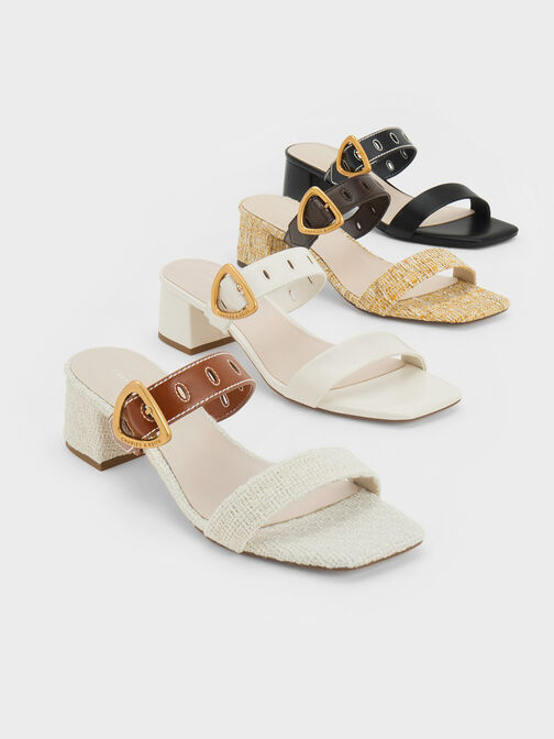 Sepphe Metallic Buckle Heeled Mules, , hi-res