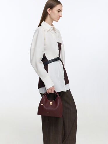 Mini Chance Turn-Lock Bucket Bag, Wineberry Red, hi-res