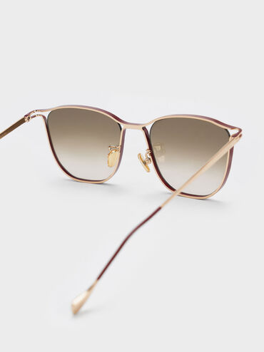 Wire Frame Butterfly Sunglasses, สีเบอร์กันดี, hi-res