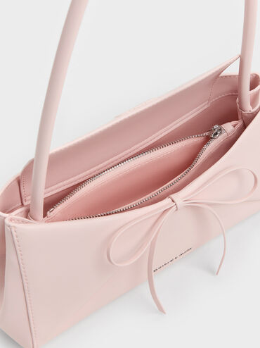 Hazel Bow Panelled Shoulder Bag, Soft Pink, hi-res