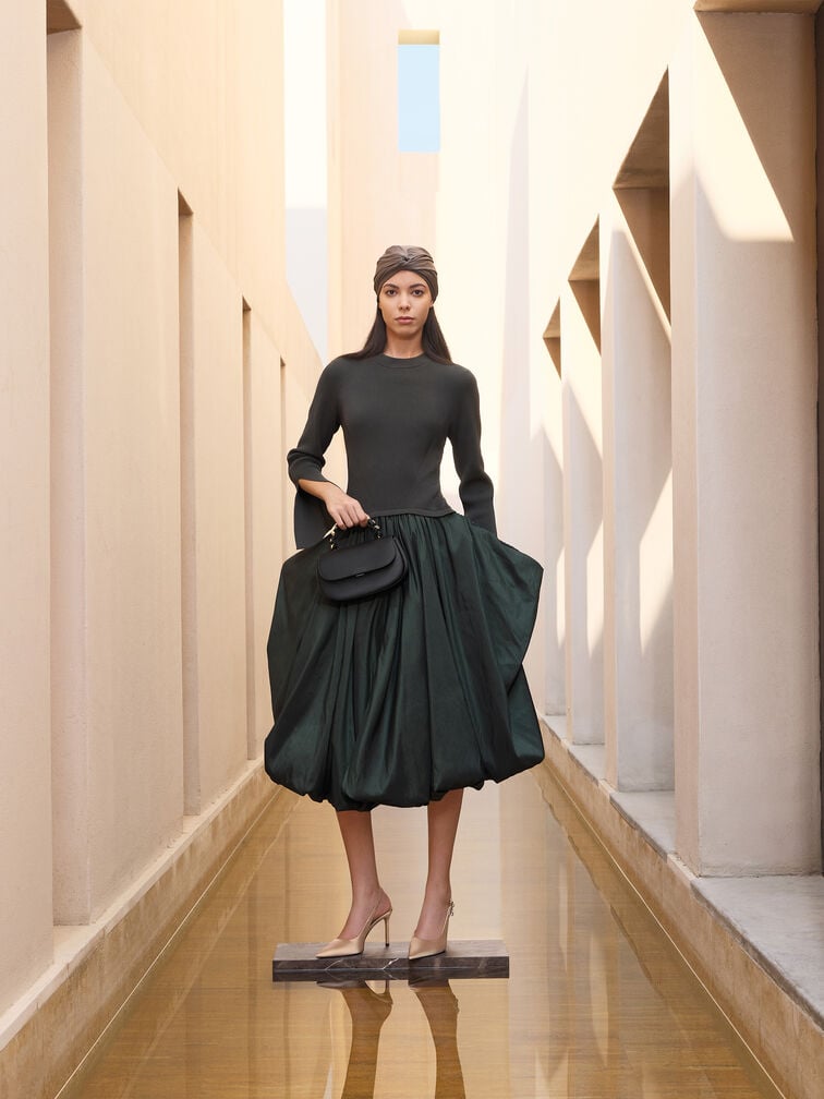 Satin Teardrop-Crystal Stiletto-Heel Slingback Pumps, Gold, hi-res