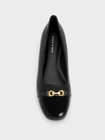 Metallic Accent Ballerinas, สีดำ, hi-res