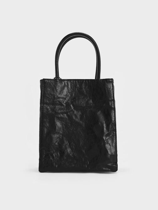 Matina Crinkle-Effect Elongated Tote Bag, , hi-res