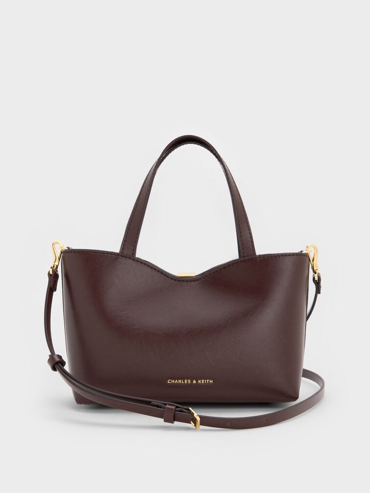 กระเป๋าโท้ทดีเทลเมทัลลิครุ่น Lilibet, สีพลัม, hi-res