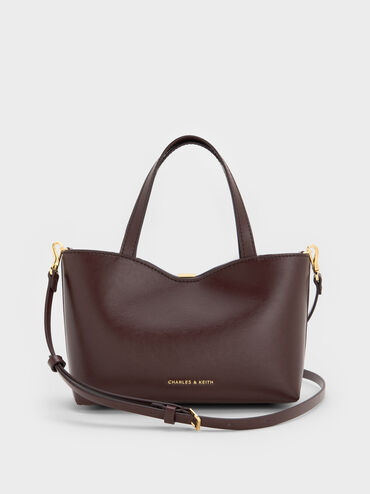 กระเป๋าโท้ทดีเทลเมทัลลิครุ่น Lilibet, สีพลัม, hi-res