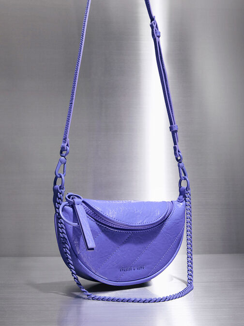 Philomena Half-Moon Crossbody Bag, สีม่วง, hi-res