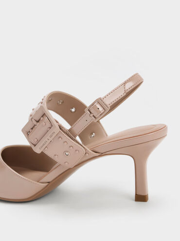 Sepphe Grommet Patent Slingback Pumps, Nude, hi-res