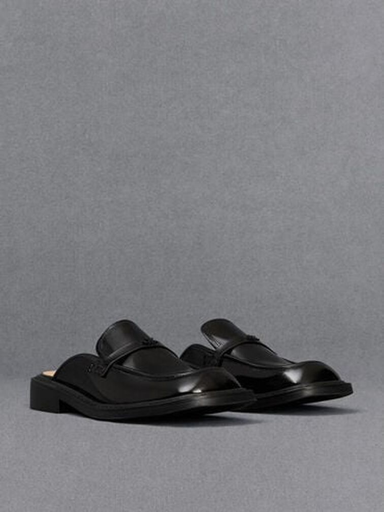 Tahlia Leather Loafer Mules, Black Boxed, hi-res
