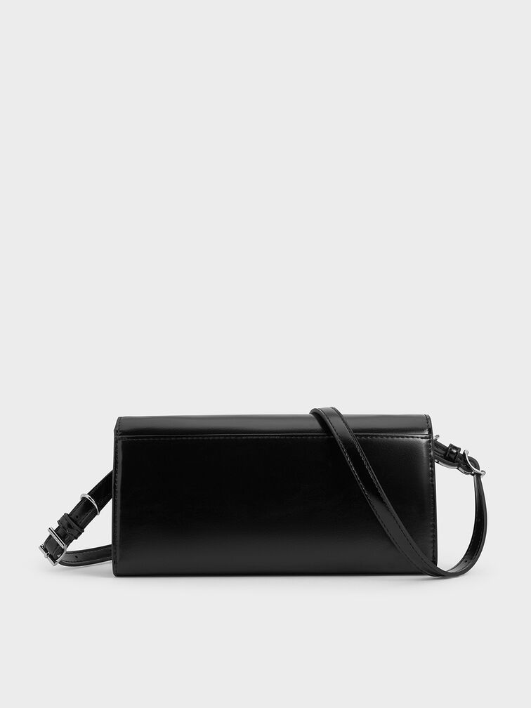 กระเป๋าสตางค์ใบยาวรุ่น Sloane, สีดำอะไหล่สีเงิน, hi-res
