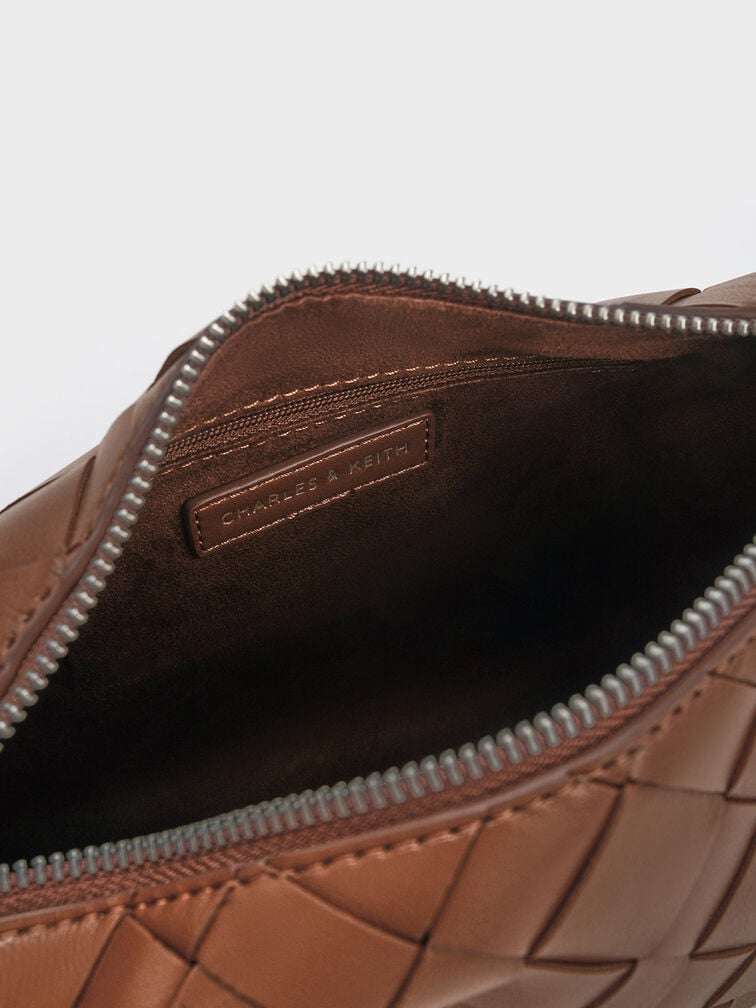 Ivette Woven Shoulder Bag, Chocolate, hi-res