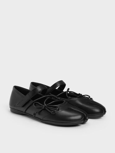 Aether Lace-Up Split-Toe Mary Jane Flats, Black, hi-res