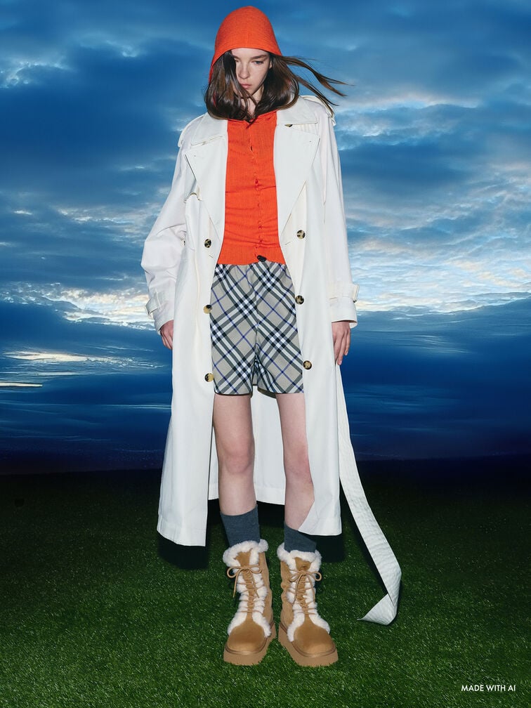 รองเท้าบูทแฟลตฟอร์มวัสดุหนังกลับสังเคราะห์ดีไซน์แบบพับขอบตกแต่งขนเฟอร์เทียม, สีแซนด์ รองเท้าบูทแฟลตฟอร์มวัสดุหนังกลับสังเคราะห์ดีไซน์แบบพับขอบตกแต่งขนเฟอร์เทียม, สีแซนด์, hi-res