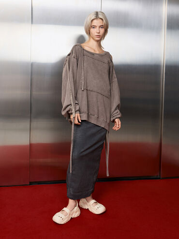 Cut-Out Sports Sandals, Beige, hi-res