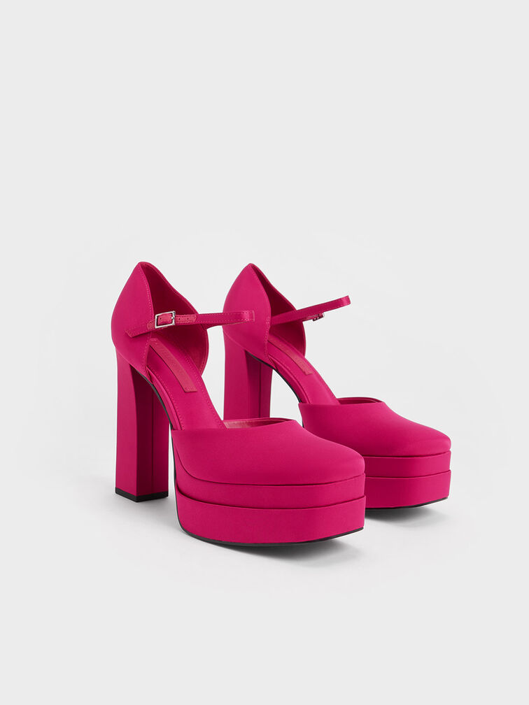 Satin Platform D'Orsay Pumps, , hi-res