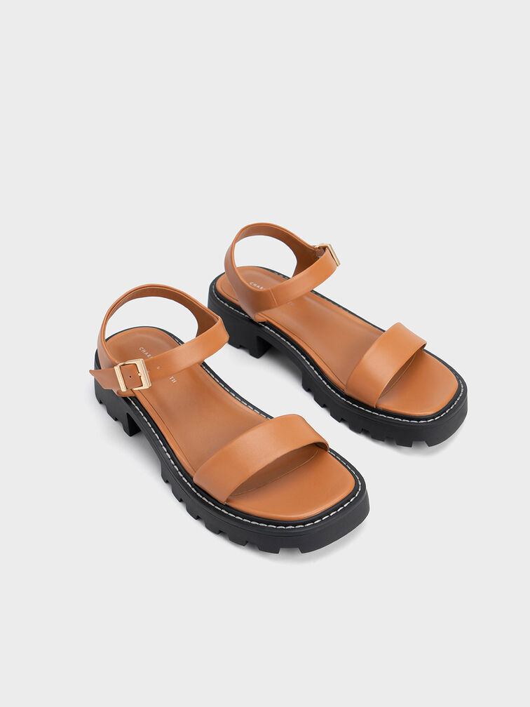 Stitch-Trim Buckled Sandals, , hi-res