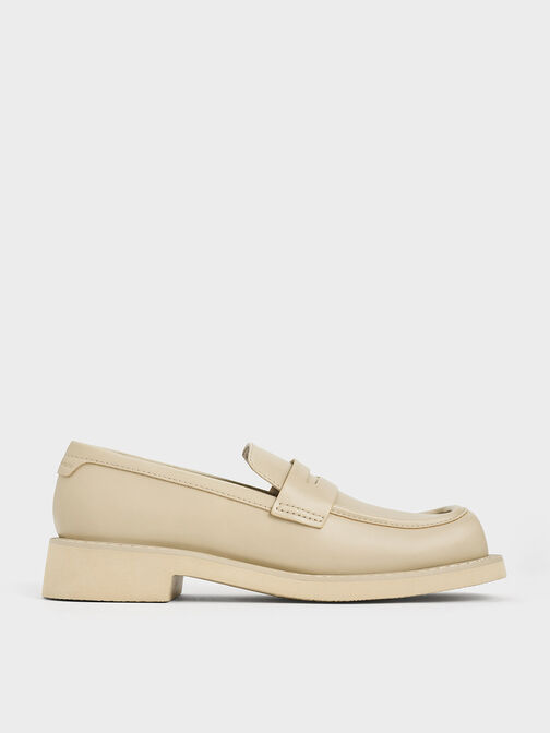 Monique Square-Toe Loafers, สีชอล์ค, hi-res