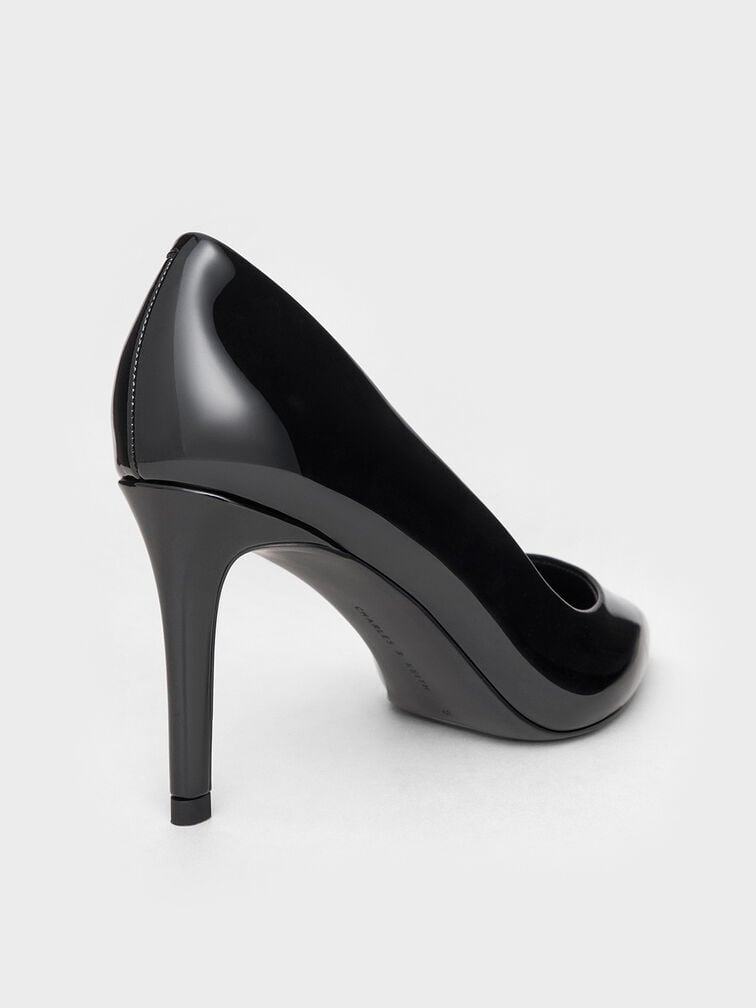 Patent Pointed Toe Stiletto Pumps, Black Patent, hi-res