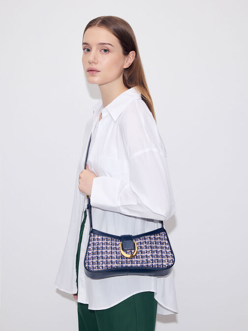 Gabine Tweed Curved Shoulder Bag, , hi-res