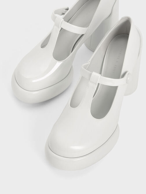 Darcy Patent T-Bar Platform Mary Janes, สีขาว, hi-res