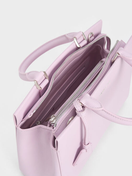 กระเป๋าถือแบบมีโครงรุ่น Mirabelle, สีไลแลค, hi-res