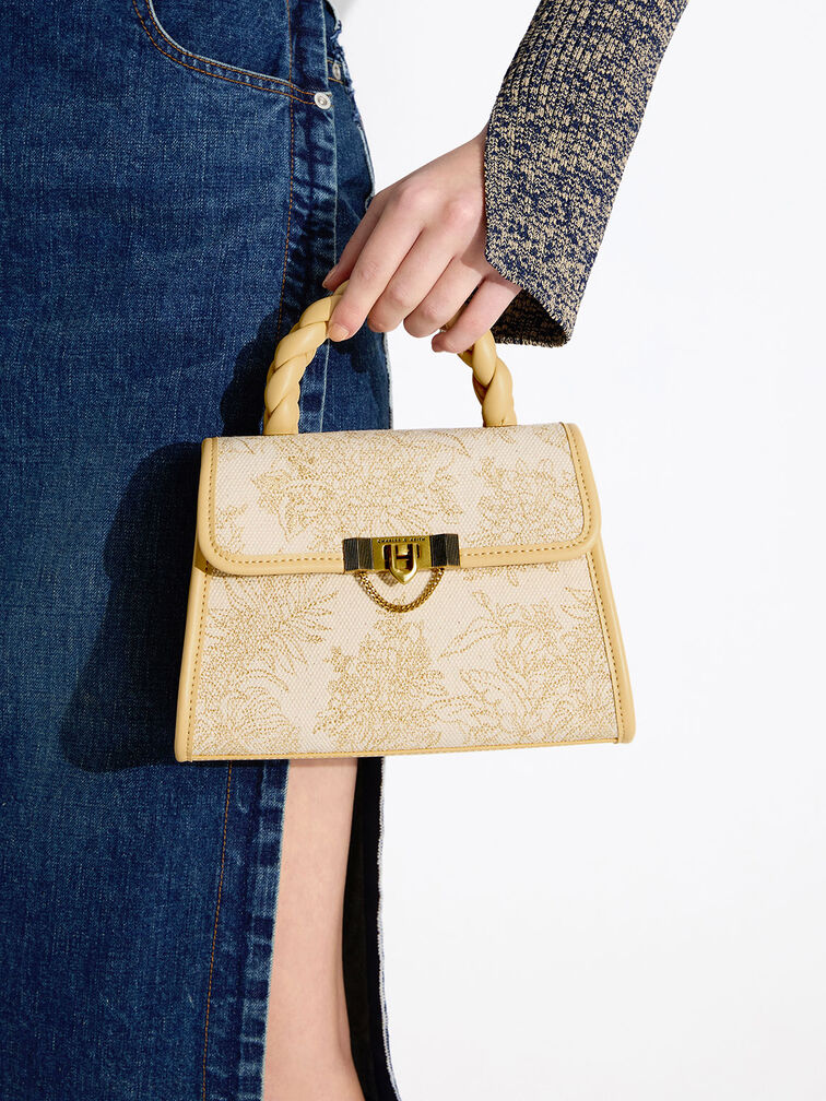 Floral Illustrated Trapeze Bag, , hi-res
