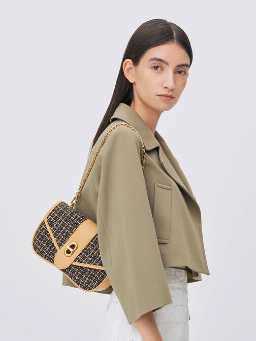 Aubrielle Tweed Panelled Crossbody Bag, , hi-res