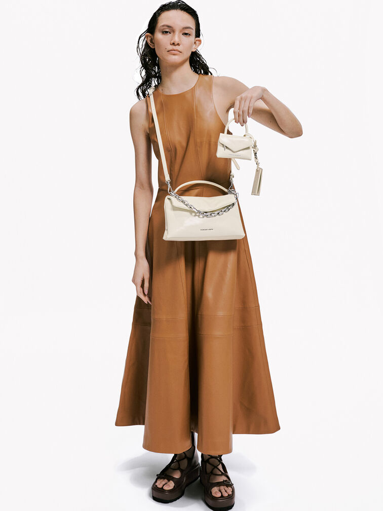 Andromeda Chunky-Chain Top Handle Bag, Cream, hi-res