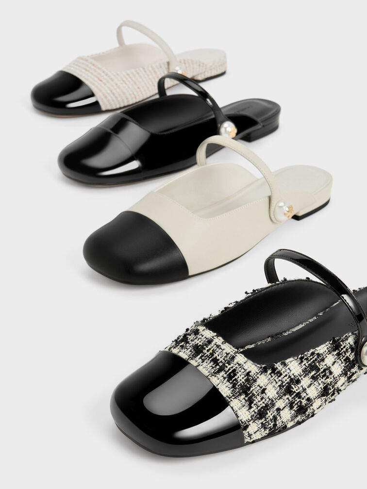 Aeryn Pearl Embellished Flat Mules, Chalk, hi-res