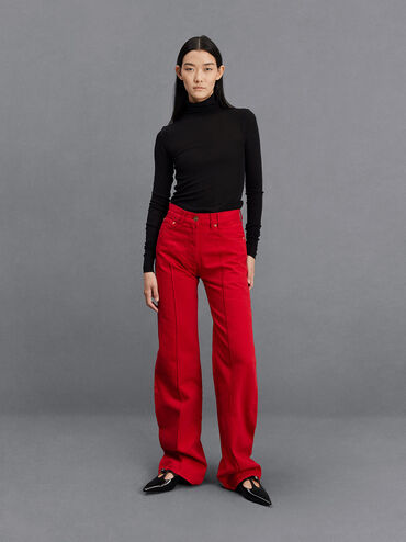 Leather T-Bar Double-Strap Mules, Black Boxed, hi-res