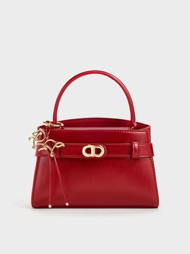 Aubrielle Horse-Motif Top Handle Bag, Tomato Red, hi-res